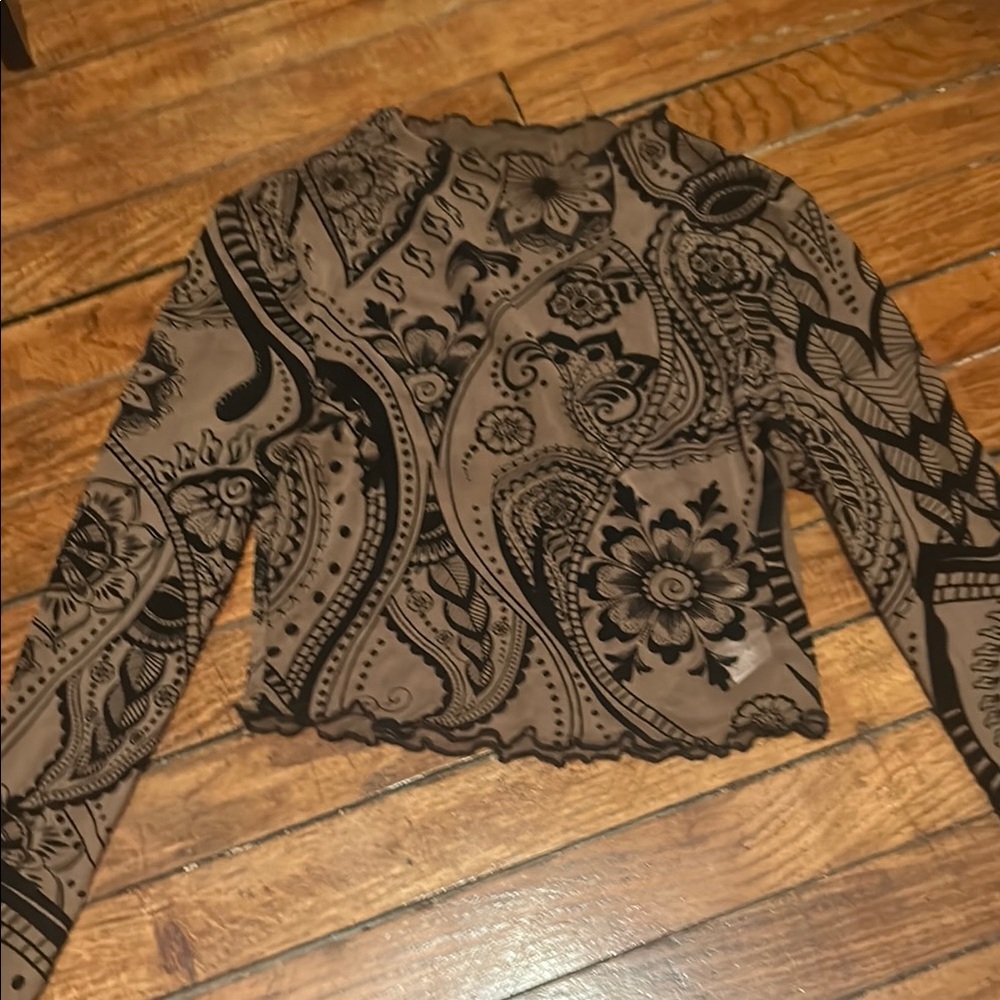 Tan Fitted Crop Blouse